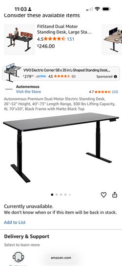 Black electric work desk