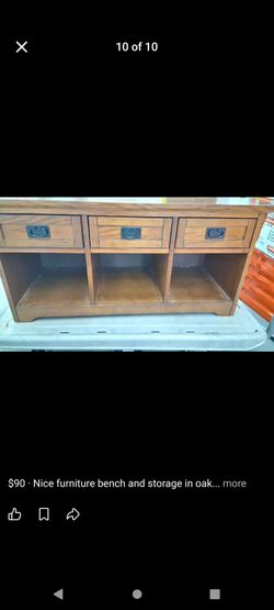 Wood stand with drawers/bench/storage In very good condition , need/ cleaning 43" long-20" tall-15 3/4"w,/ mixed with wicker basket drawers $90