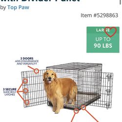 Top Paw 42” Double Door folding Dog  Crate