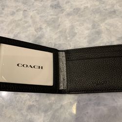 NEW Coach Men’s Bifold Pebbled Leather Card Case