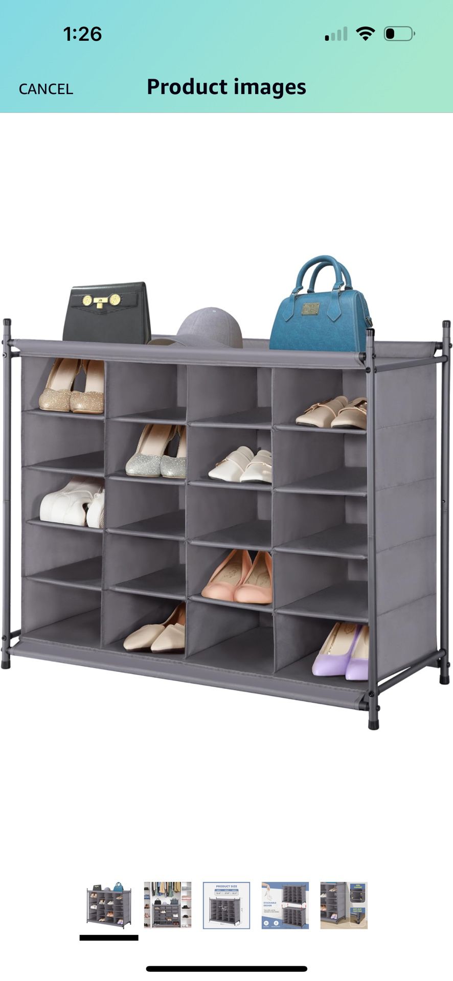 Stackable Shoe Cubby Organizer, Free Standing Shoe Cube Rack for Entryway, Bedroom, Apartment, Closet, 20-Cube Gray