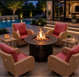 Patio furniture set with huge fire pit