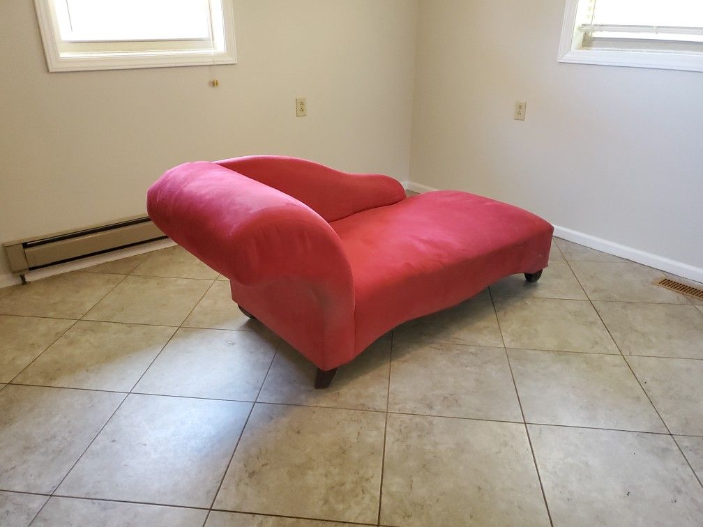 Red Chaise - Faux Suede