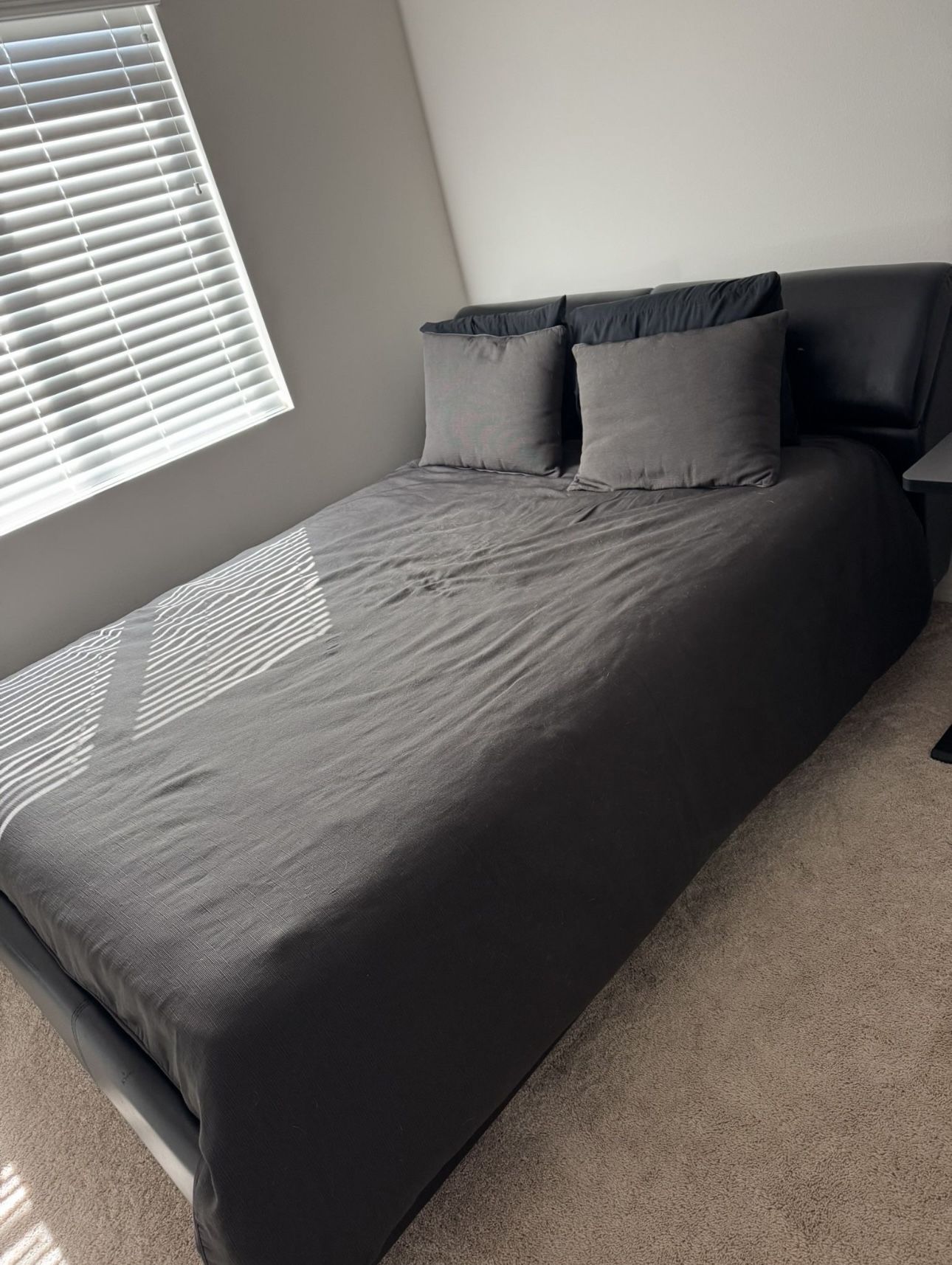 Expresso Brown      Queen Size Bed  with Headboard Storage and Mattress