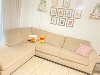 Beige Fabric Sectional Sofa