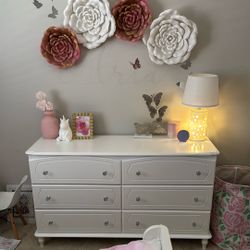 White Six Drawer Baby/Girls Dresser