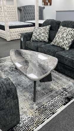Sleek Design w/modern twist 3 Pc marble look coffee table set