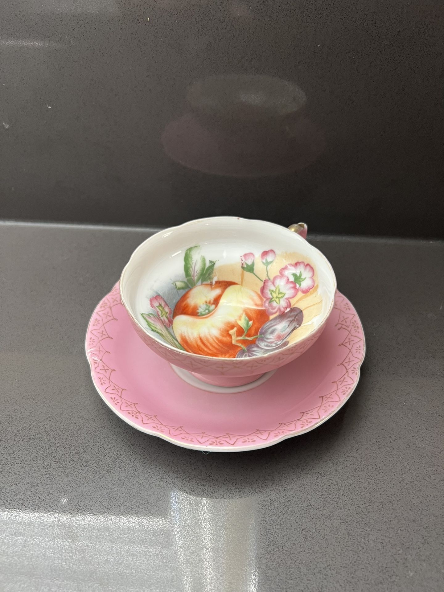 Antique Cup & Saucer Fruit Royal Sealy China Japan, No Chips or cracks
