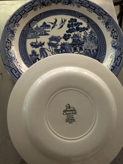 Set of 4 Vintage Churchill England Blue Willow Dinner Plates