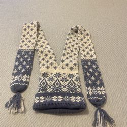 Estonian Wool Hat+ Scarf Combo, Snowflake Pattern, Hand Made