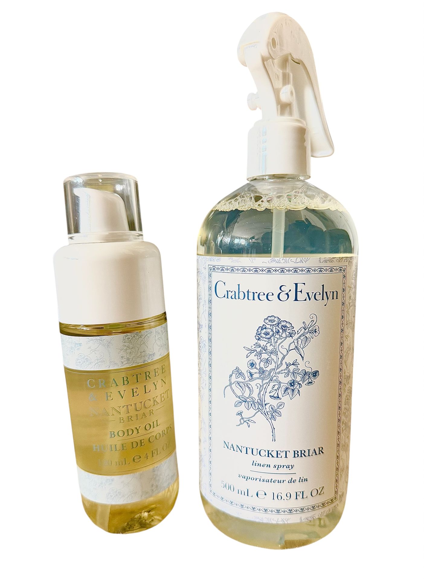Crabtree & Evelyn 4oz Body Oil and 16.9oz Linen Spray Set - Nantucket Briar