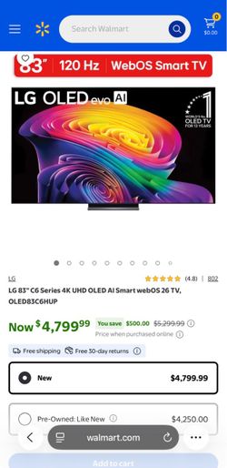 Brand New!! LG 83" C6 Series 4K UHD OLED AI Smart webOS 26 TV, OLED83C6HUP