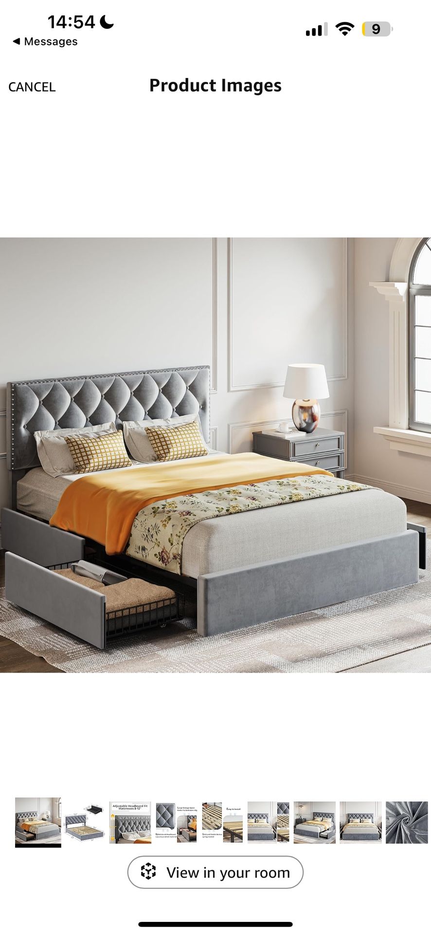 Queen Bed Frame with 4 Storage Drawers