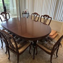 Solid cherry Wood Table 6 Chairs 