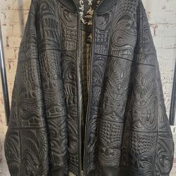 Al Wissam Men's Genuine Leather Jacket Size 60 (4XL)