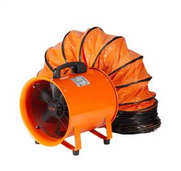 Portable Ventilator 16 in. Heavy Duty Blower Fan with 16.4 ft. Duct Hose 1350W Industrial Utility Blower 5175CFM, Orange