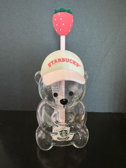 Starbucks Pink Strawberry Glass Bearista Cup