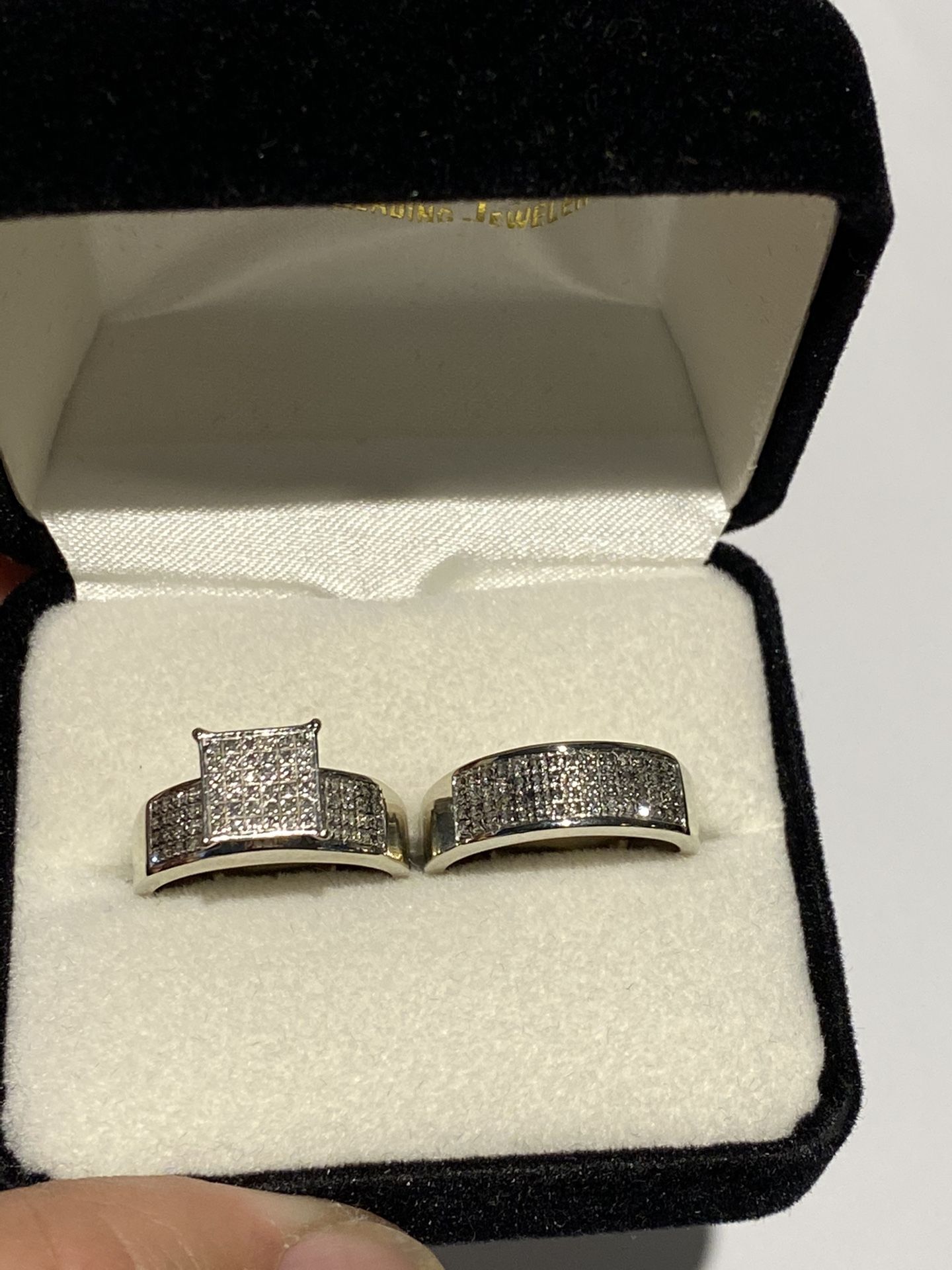 2-pc Set 10k White Gold Rings with Diamonds Beautiful!