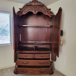 Wood Armoire & King Size Bed Head