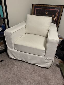 White Fabric Accent Armchair with Slipcover