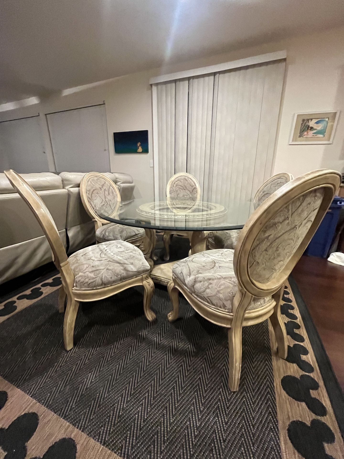 French Diner Room Set with French Marble Table Set