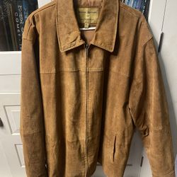 Boston Harbour Outdoor Wear Suede Leather Jacket Men's XXL Tan Brown Full Zip VG
