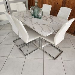 7 Piece Marble Dinning Set