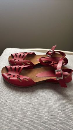 Yokono Red Leather Comfort Sandals – Made in Spain (size 38