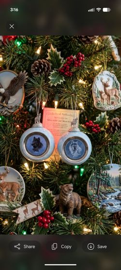 1997 Bradford Editions Spirit of the Wilderness Wolf Ornaments Set COA 89631-C