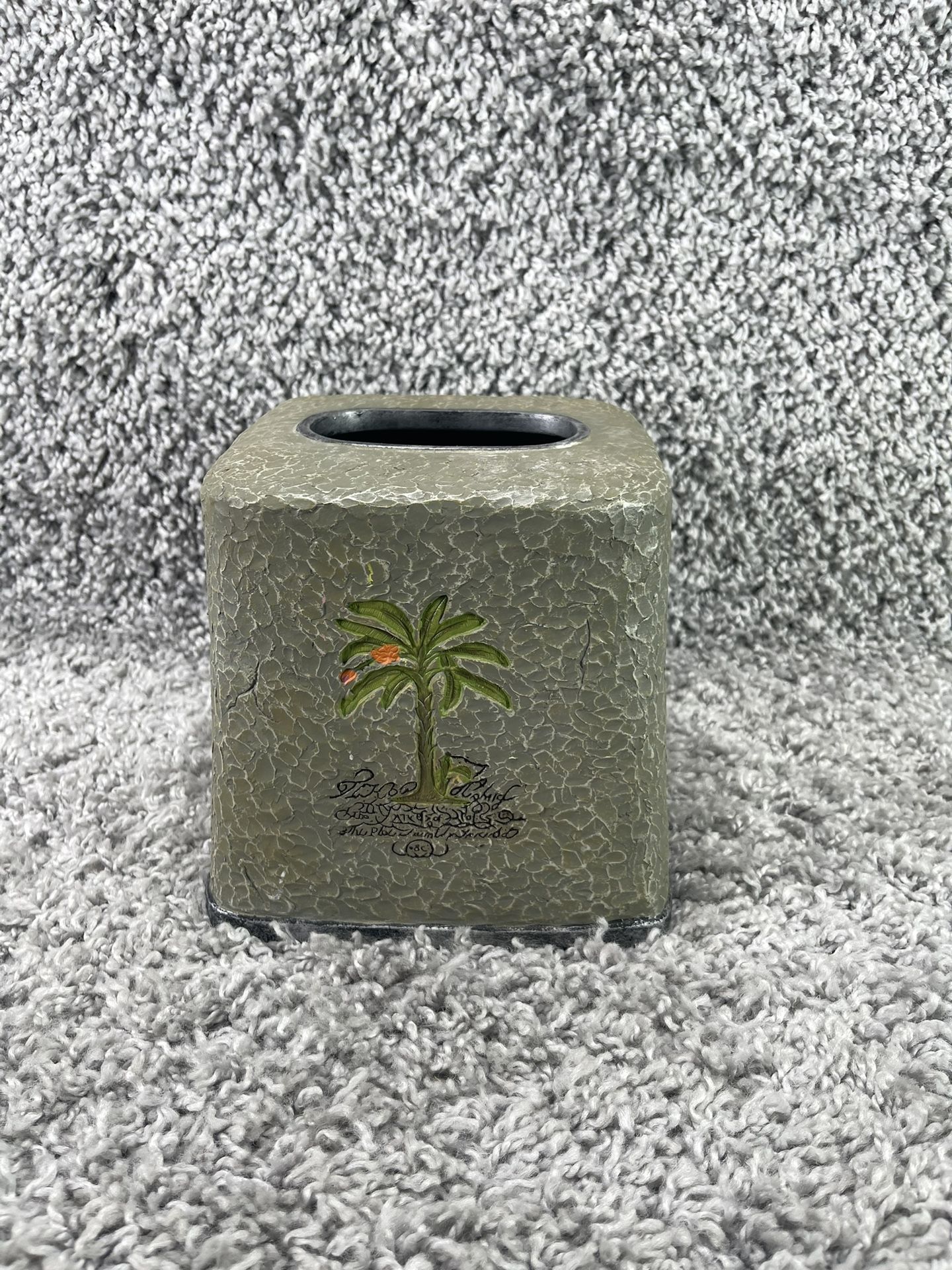 Palm Tree Tissue Box Cover Hand Painted Bathroom Home Decoration