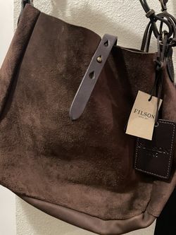 New Filson - Rugged Suede and Leather Hobo Shoulder Bag - Dark