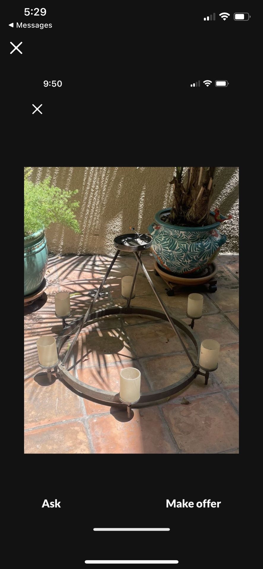 Six Light Chandelier Vintage Rustic Good Condition