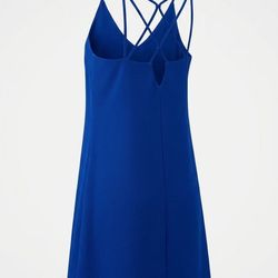 She + Sky, Blue Strappy Mini Dress with Crisscross Back, Size M
