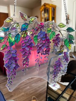 Wisteria Stained Glass Style Acrylic Suncatcher