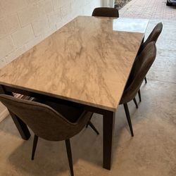 Dining Table w/ 4 Leather Chairs