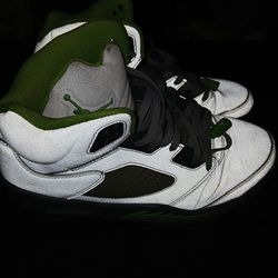 Jordan 5,s lime green and grey