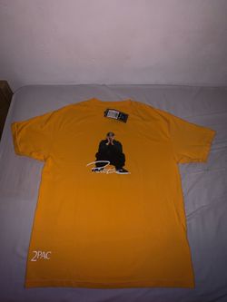 Primitive Mens Gold Tupac Shakur Print Shirt Size: Medium