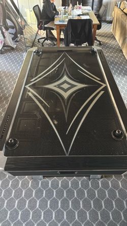 Black Air Hockey Table with Diamond Design