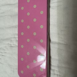 3pc Estee Lauder 3 Pc Makeup Brush Set in Pink Polka Dot Metal Tin Case