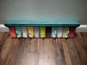 Colourful rustic wall shelf
