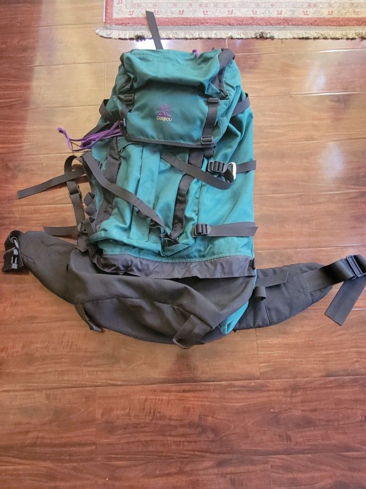 Vintage Caribou Internal Frame Hiking Backpack – Like New – Teal/Black 90s