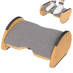 Bamboo Wood Under Desk Foot Rest Stool with Removable Cushion New Condition