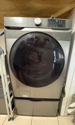 Samsung Front Load Washer and 2 Matching Pedestal Drawers