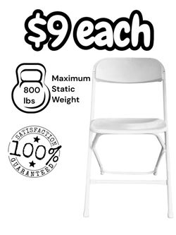Brand New White Folding Chairs 800 LBS Capacity Static Weight Commercial Grade 