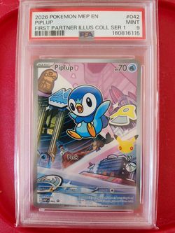 PSA 9 Piplup #042 Pokemon MEP First Partner Illus Coll Ser 1