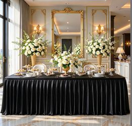 Party Talk 6ft Black Satin Tablecloth