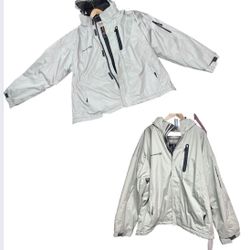 Men’s Free Country Jacket XXL Beige Zip Hooded Coat Water & Wind Resistant