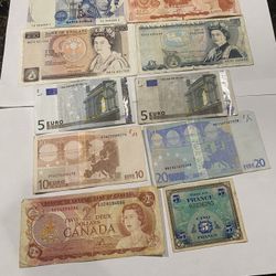 different banknotes