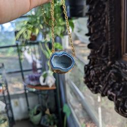 Electroformed Geode / Druzy Agate / Crystal Necklace