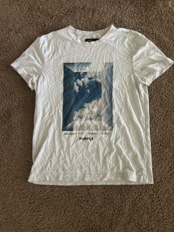 White graphic purple shirt